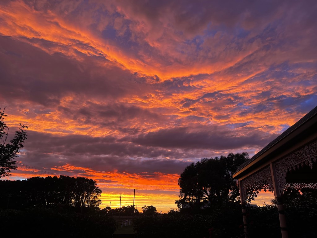Magnificent sunrise in orange and violet